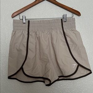 Gymshark Neutral Beige Workout Shorts with Elastic Waistband L